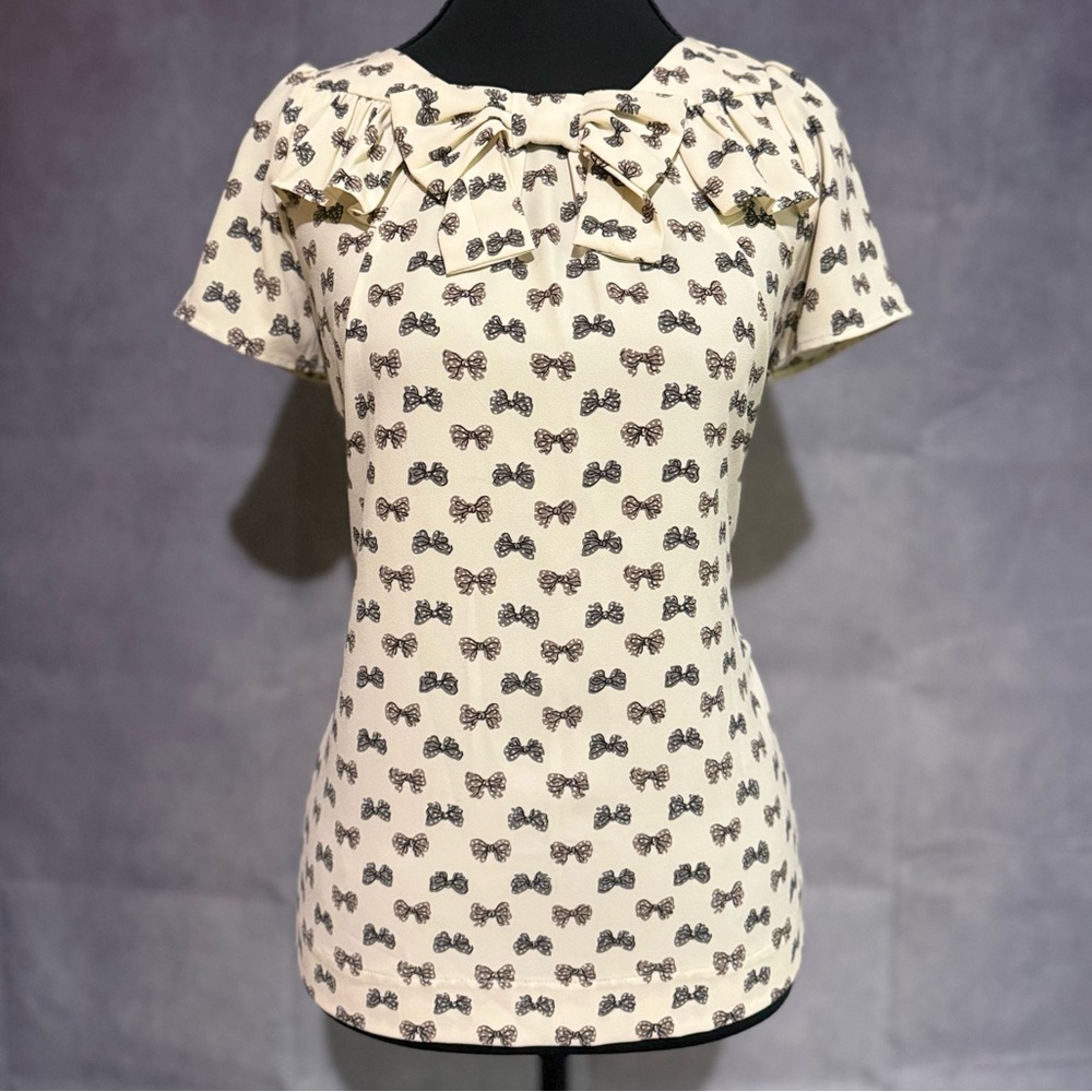 J.Crew Bow Print Ruffle Blouse